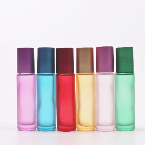 10ml 8ml直圆彩色蒙砂瓶 透明玻璃滚珠瓶香水分装化妆品空瓶